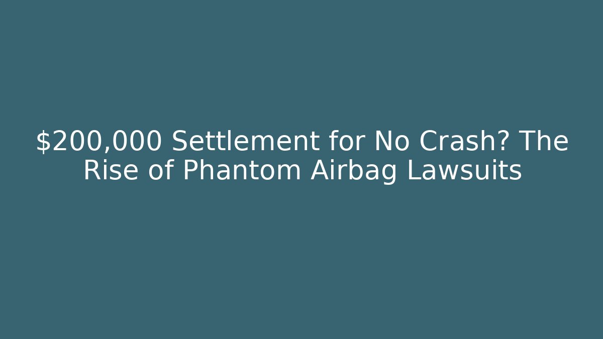 $200,000 Settlement for No Crash? The Rise of Phantom Airbag Lawsuits