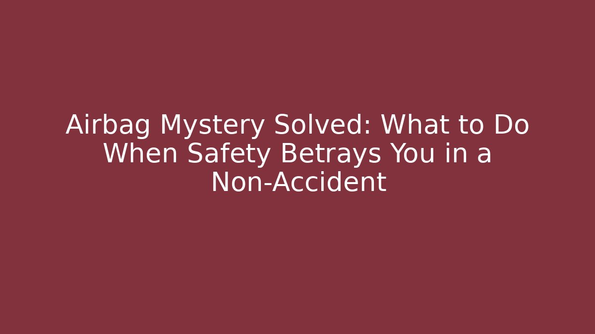 Airbag Mystery Solved: What to Do When Safety Betrays You in a Non-Accident