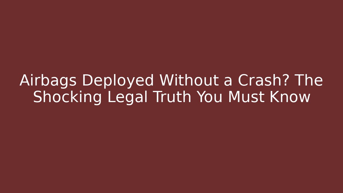 Airbags Deployed Without a Crash? The Shocking Legal Truth You Must Know - V Auction