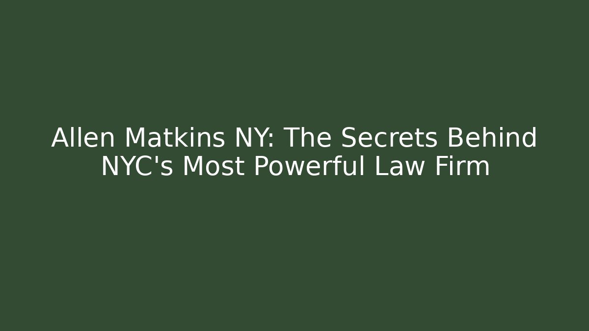 Allen Matkins NY: The Secrets Behind NYC's Most Powerful Law Firm - V Auction