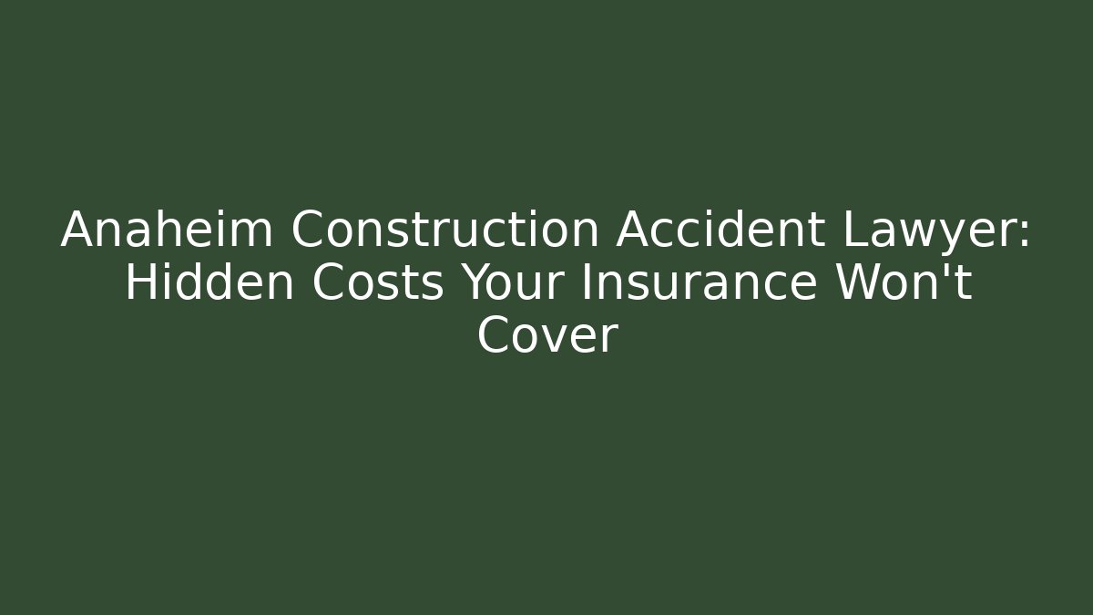 Anaheim Construction Accident Lawyer: Hidden Costs Your Insurance Won't Cover