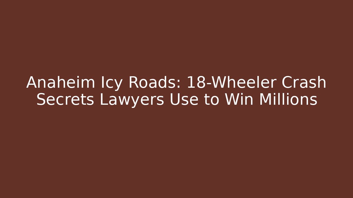 Anaheim Icy Roads: 18-Wheeler Crash Secrets Lawyers Use to Win Millions