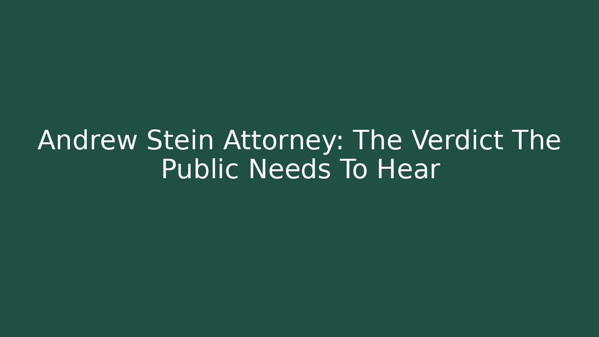 Andrew Stein Attorney: The Verdict The Public Needs To Hear