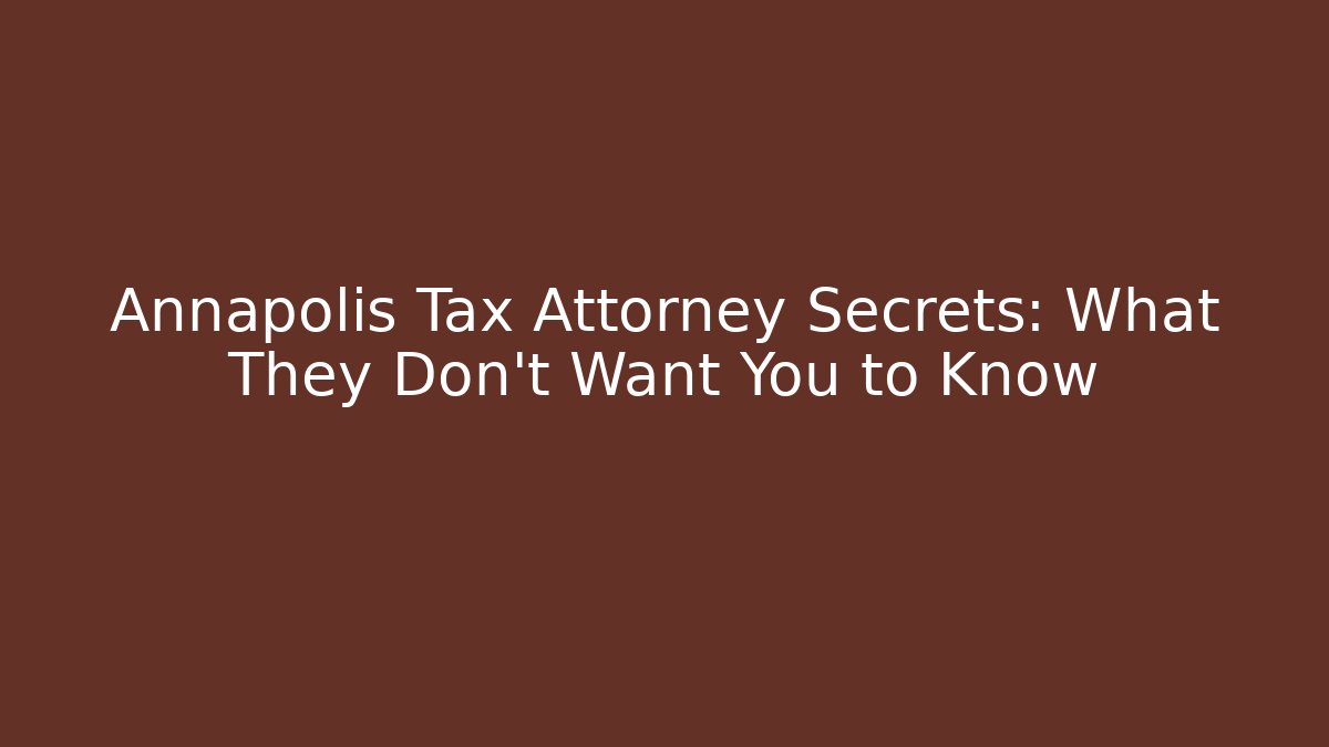 Annapolis Tax Attorney Secrets: What They Don't Want You to Know - V Auction