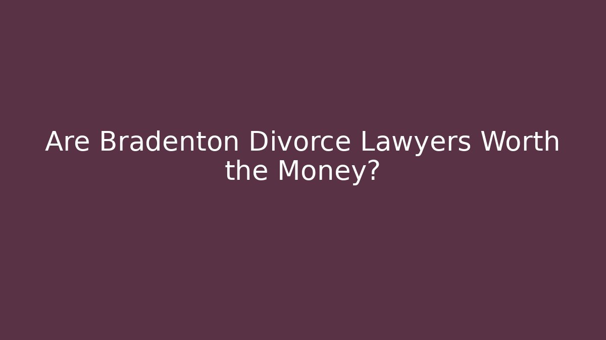 Are Bradenton Divorce Lawyers Worth the Money?