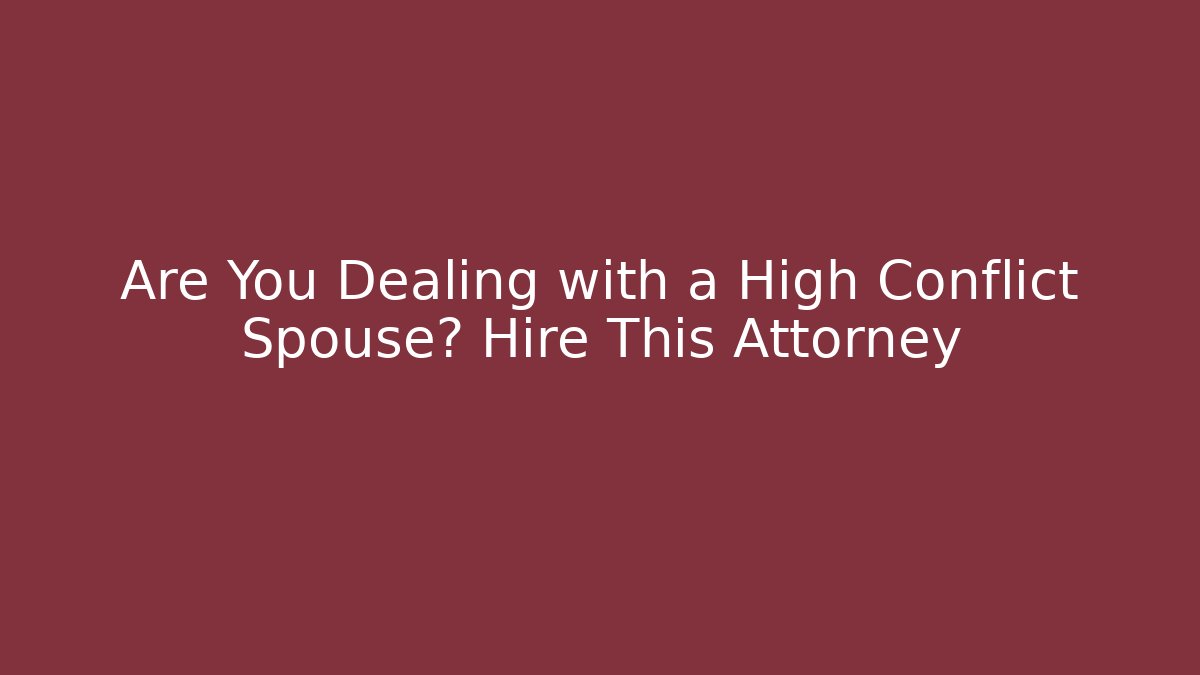 Are You Dealing with a High Conflict Spouse? Hire This Attorney