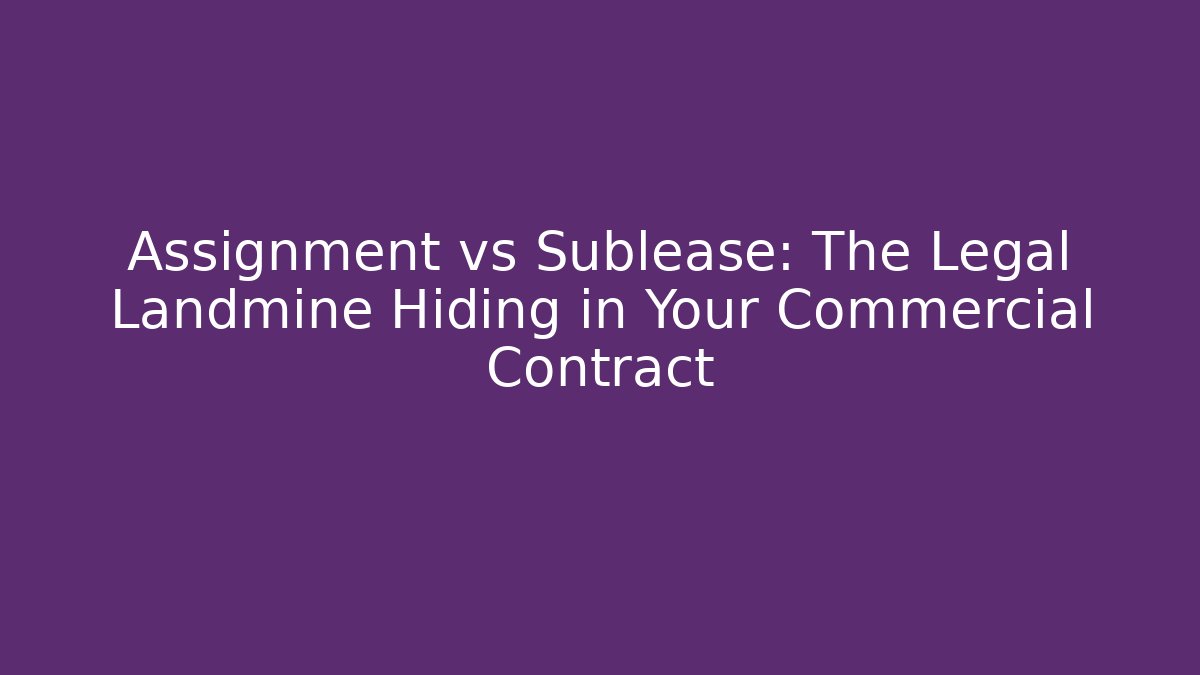 Assignment vs Sublease: The Legal Landmine Hiding in Your Commercial Contract