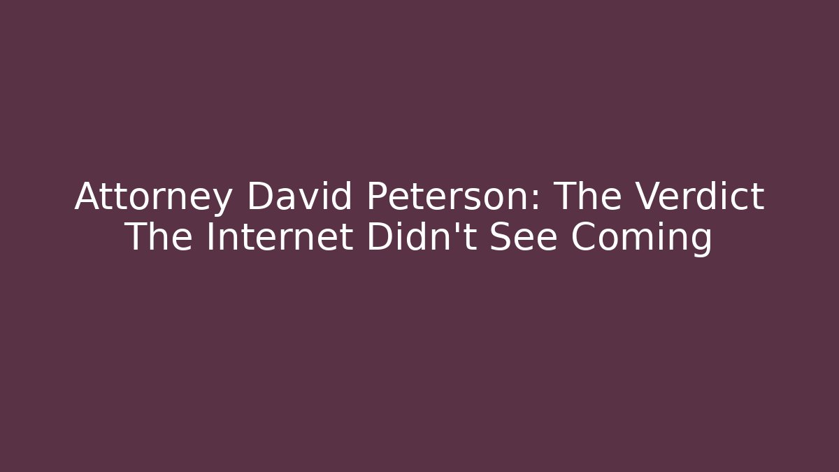 Attorney David Peterson: The Verdict The Internet Didn’t See Coming