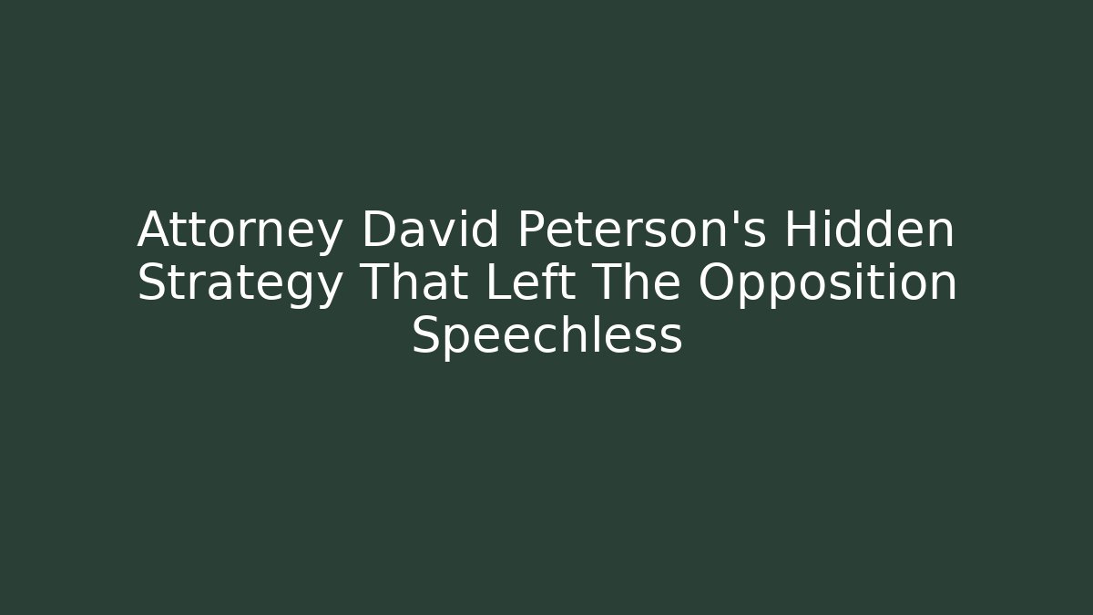 Attorney David Peterson’s Hidden Strategy That Left The Opposition Speechless
