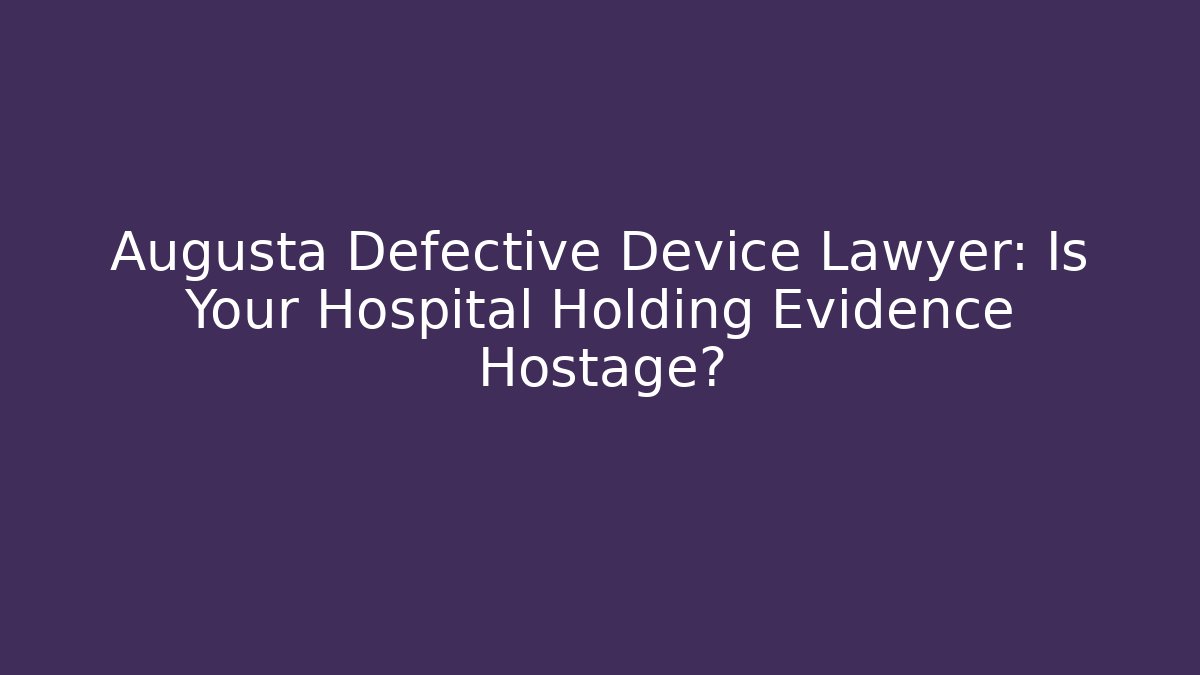 Augusta Defective Device Lawyer: Is Your Hospital Holding Evidence Hostage?