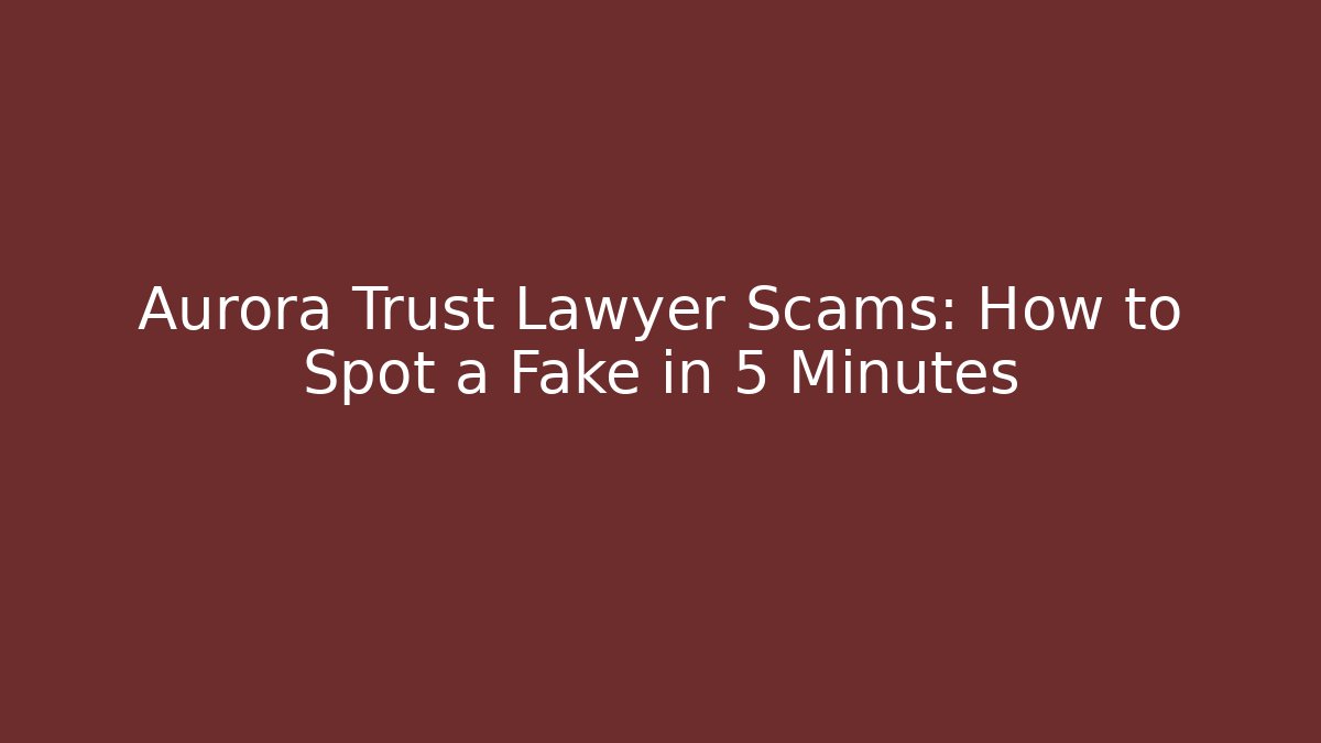 Aurora Trust Lawyer Scams: How to Spot a Fake in 5 Minutes