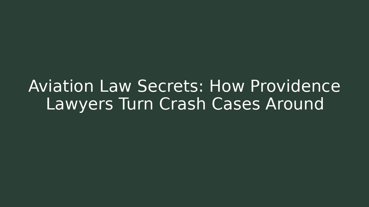 Aviation Law Secrets: How Providence Lawyers Turn Crash Cases Around