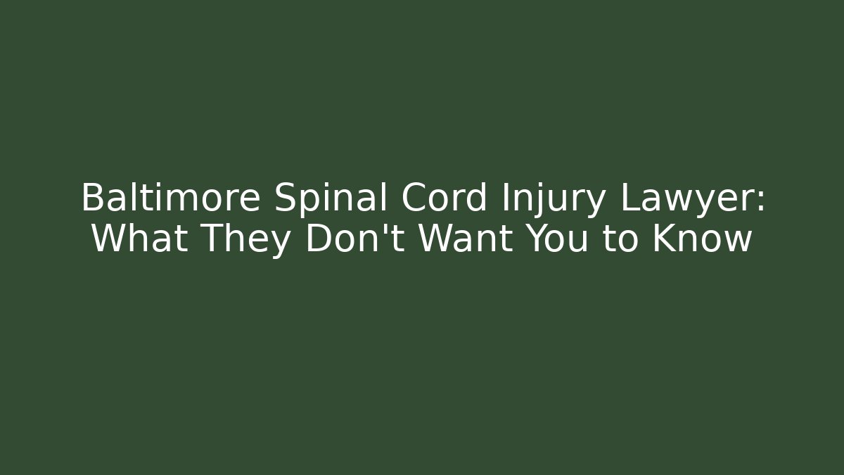 Baltimore Spinal Cord Injury Lawyer: What They Don’t Want You to Know