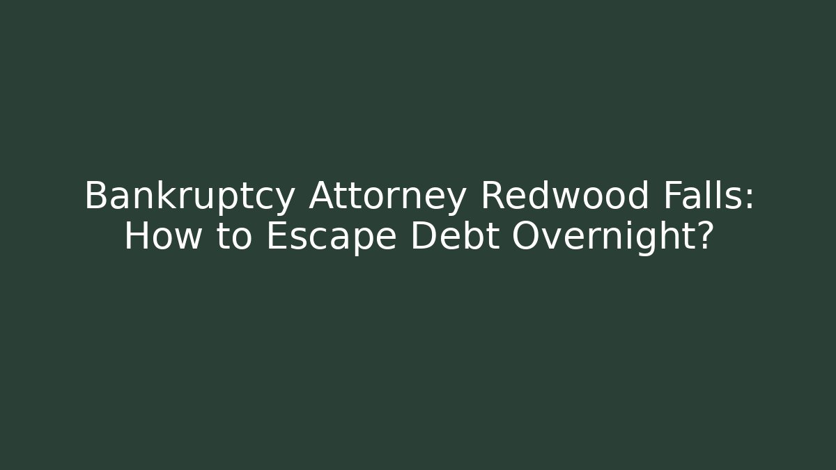 Bankruptcy Attorney Redwood Falls: How to Escape Debt Overnight?