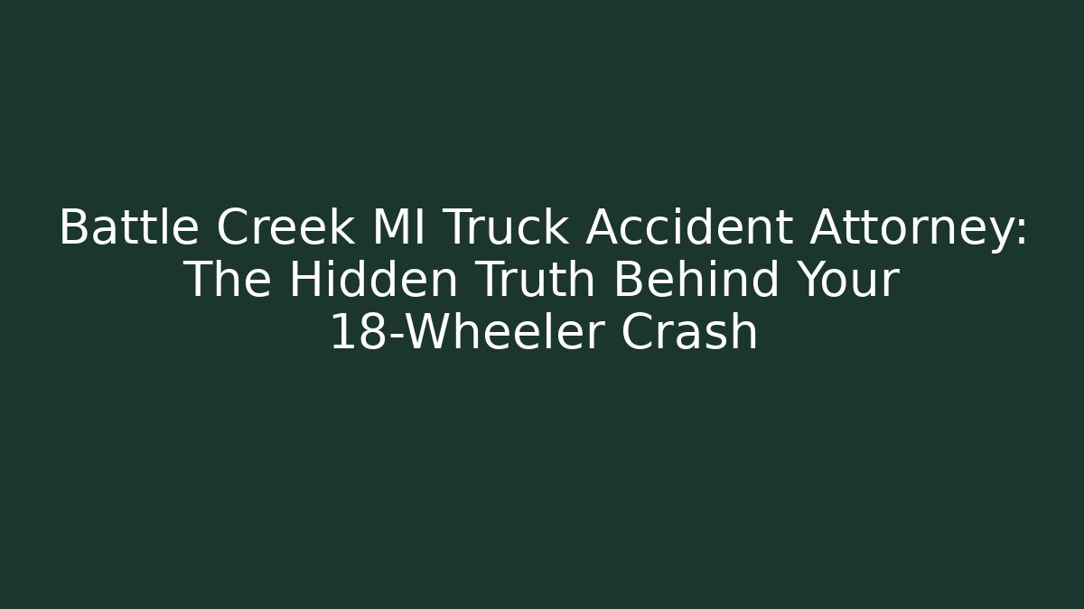Battle Creek MI Truck Accident Attorney: The Hidden Truth Behind Your 18-Wheeler Crash