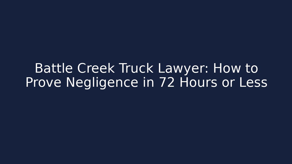 Battle Creek Truck Lawyer: How to Prove Negligence in 72 Hours or Less