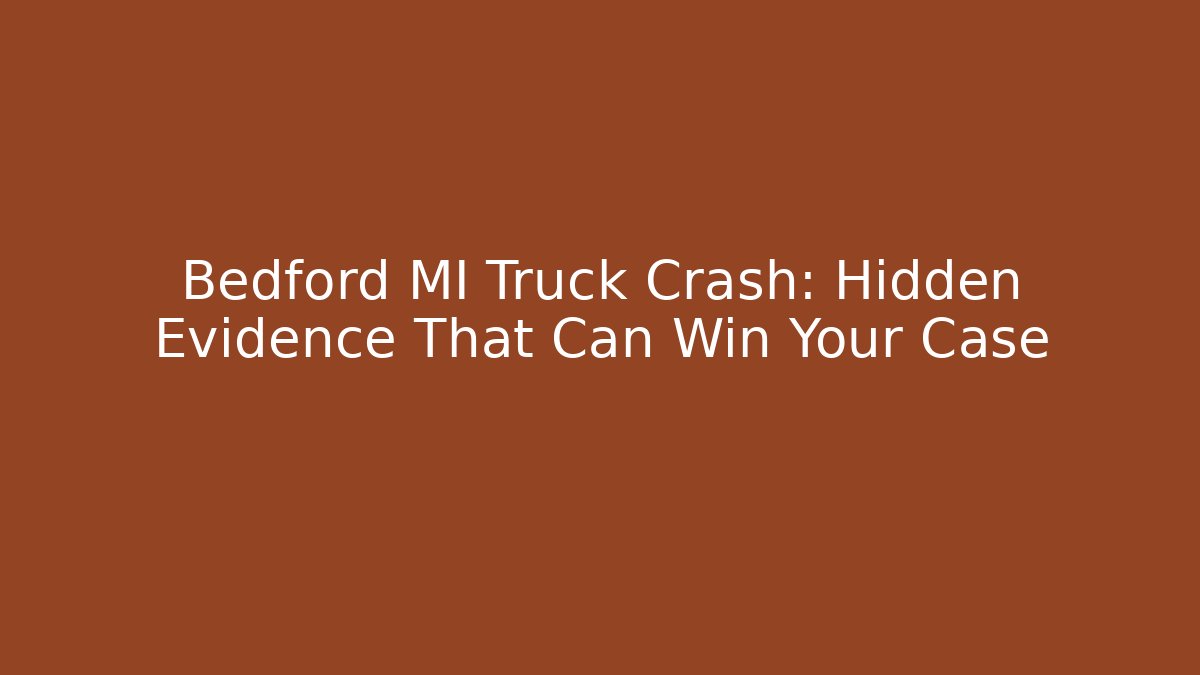 Bedford MI Truck Crash: Hidden Evidence That Can Win Your Case
