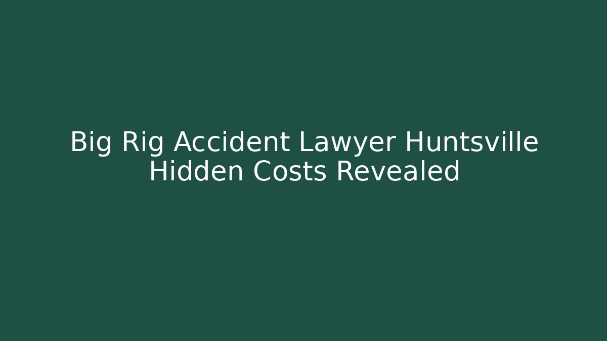 Big Rig Accident Lawyer Huntsville Hidden Costs Revealed