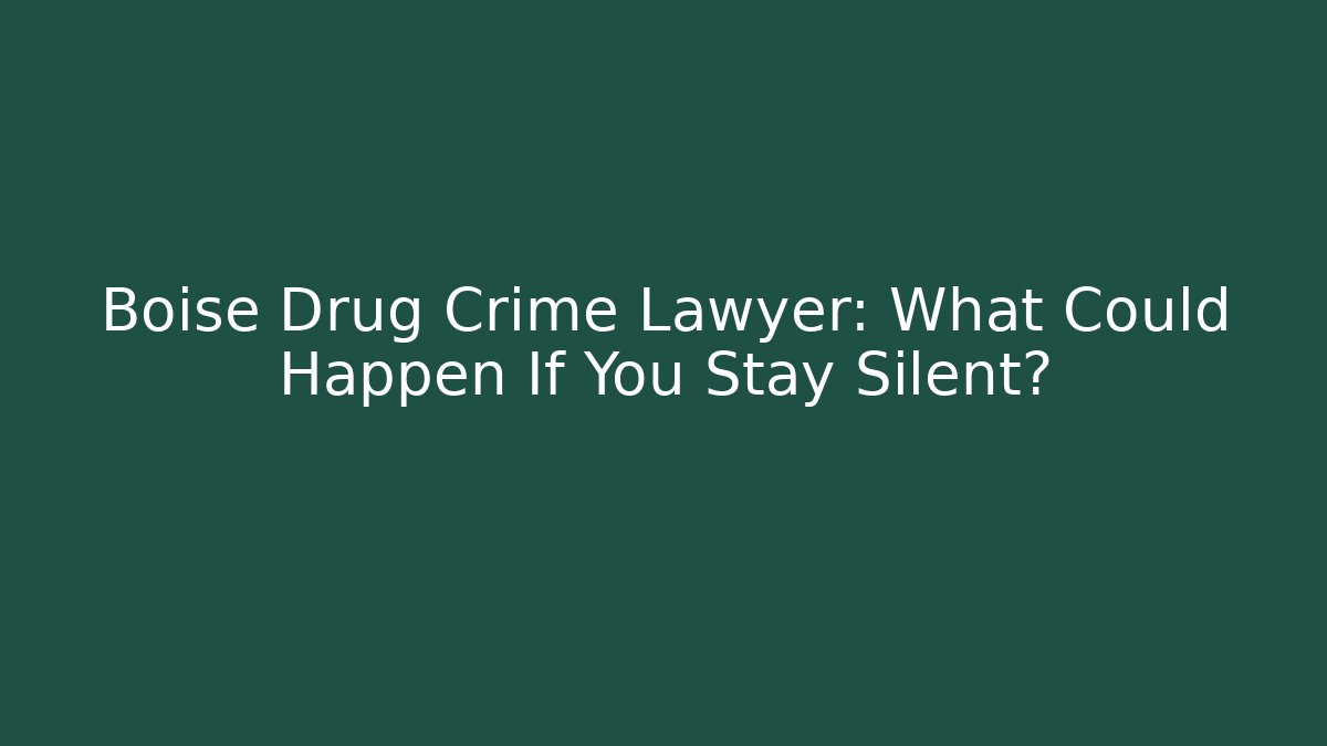 Boise Drug Crime Lawyer: What Could Happen If You Stay Silent?