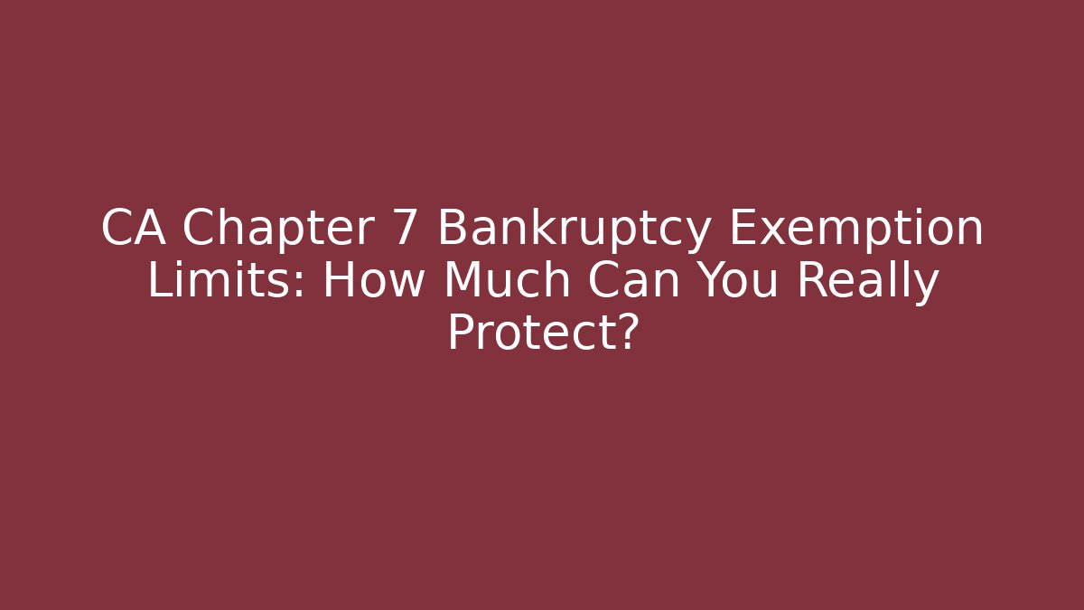 CA Chapter 7 Bankruptcy Exemption Limits: How Much Can You Really Protect? - V Auction