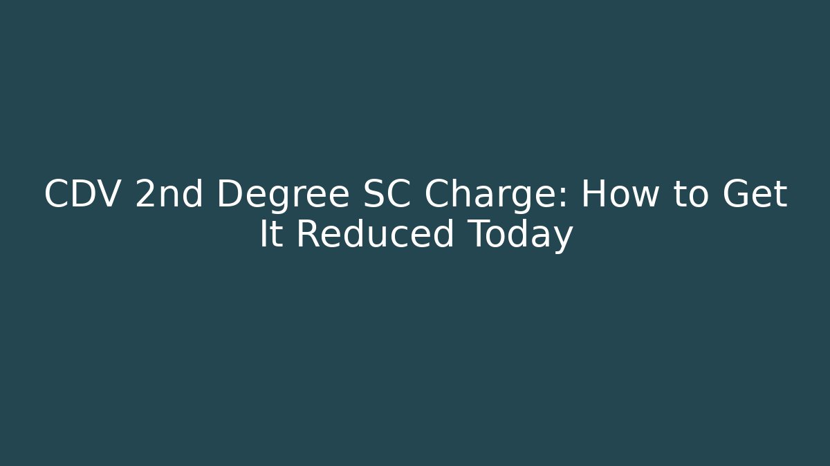 CDV 2nd Degree SC Charge: How to Get It Reduced Today
