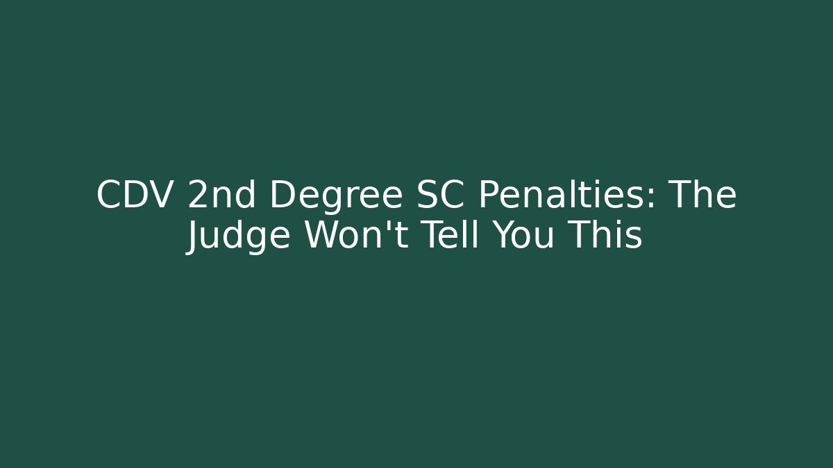 CDV 2nd Degree SC Penalties: The Judge Won't Tell You This
