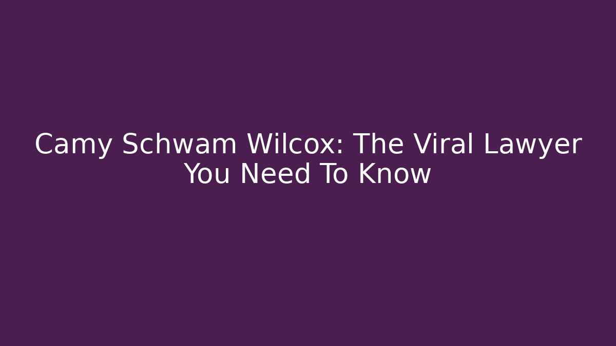 Camy Schwam Wilcox: The Viral Lawyer You Need To Know