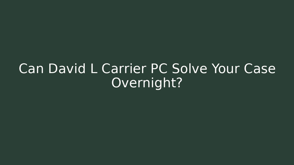 Can David L Carrier PC Solve Your Case Overnight?
