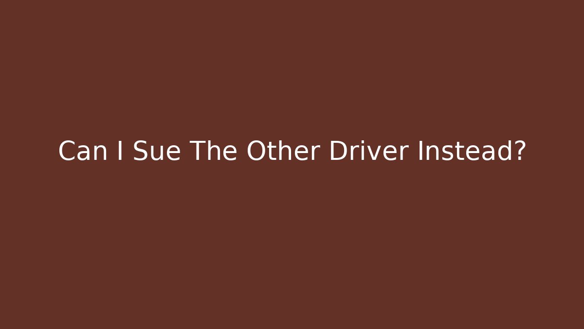Can I Sue The Other Driver Instead?