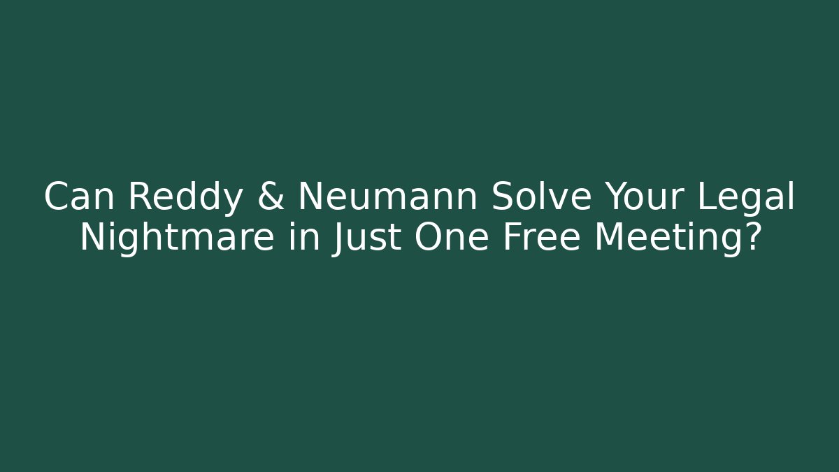 Can Reddy & Neumann Solve Your Legal Nightmare in Just One Free Meeting?