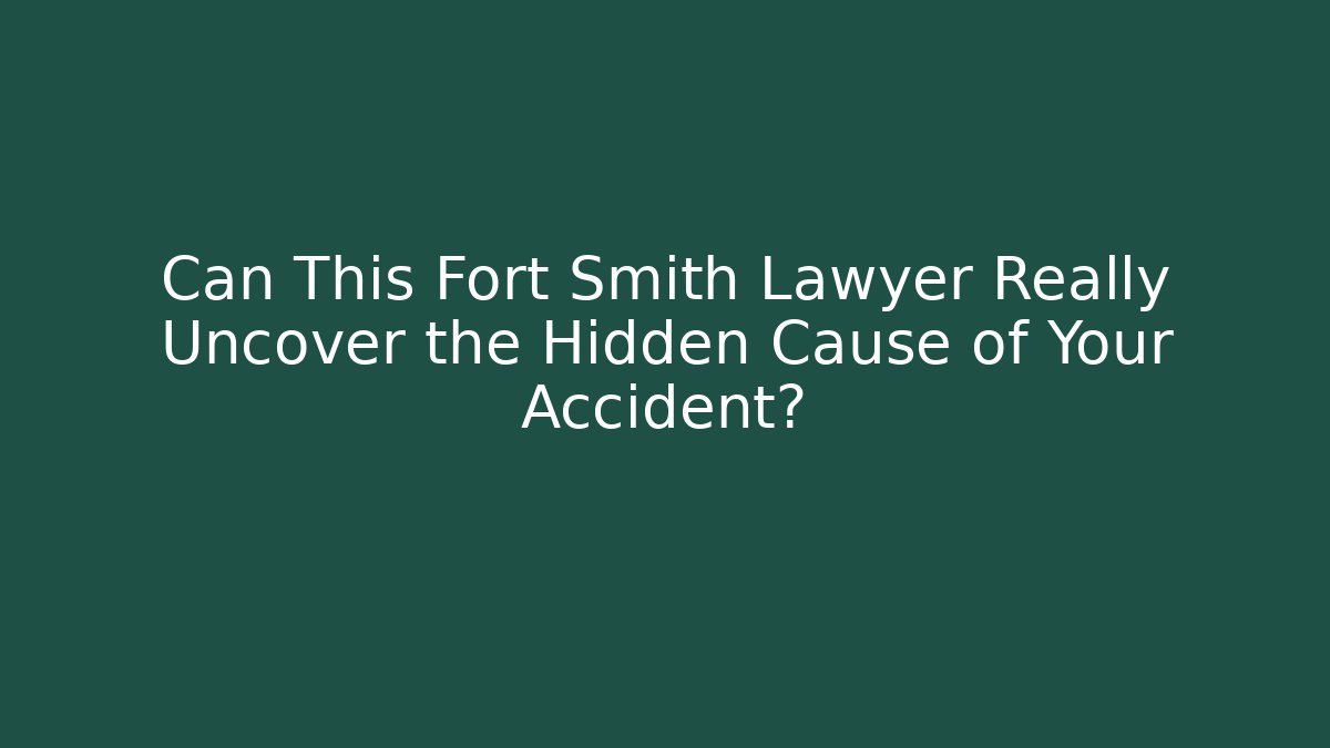 Can This Fort Smith Lawyer Really Uncover the Hidden Cause of Your Accident?