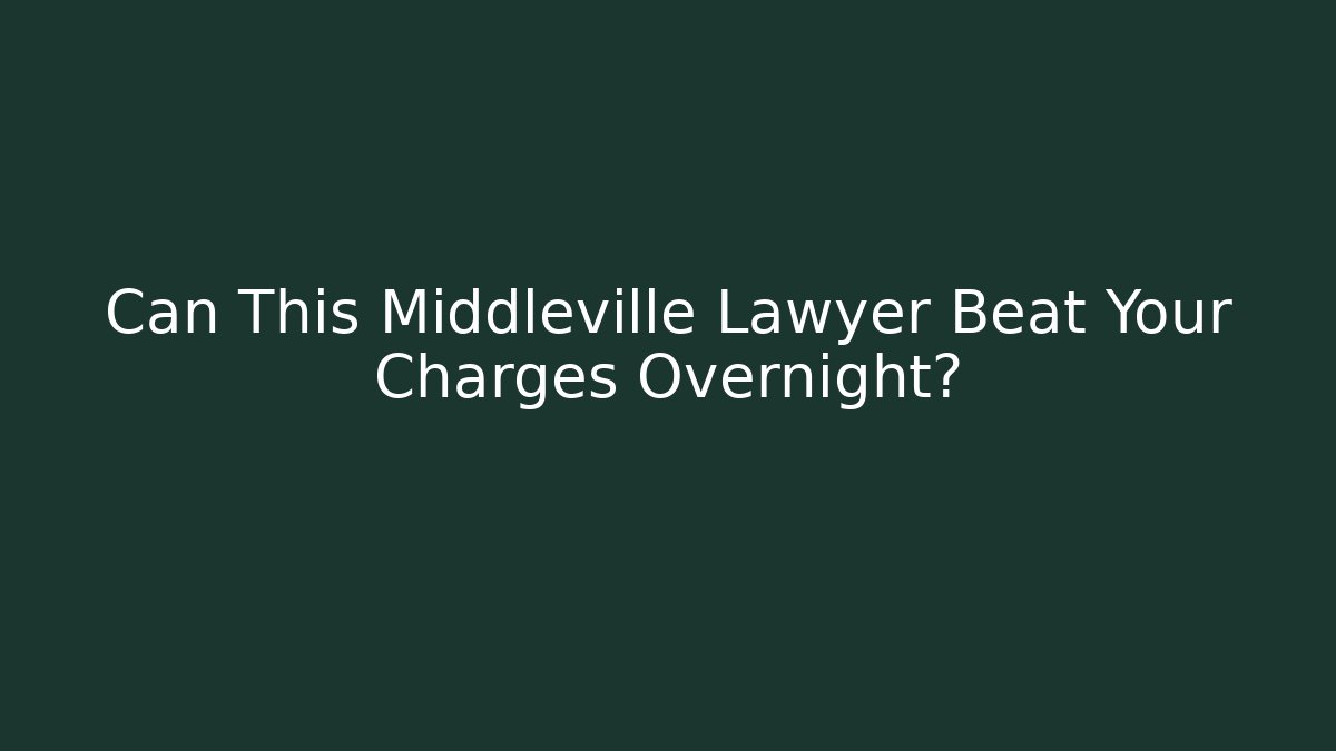 Can This Middleville Lawyer Beat Your Charges Overnight?