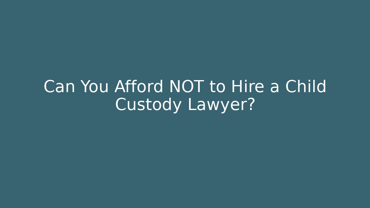 Can You Afford NOT to Hire a Child Custody Lawyer?