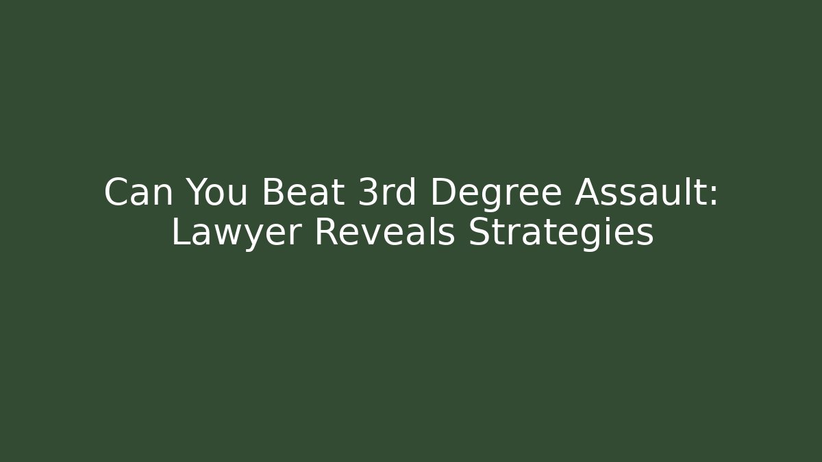 Can You Beat 3rd Degree Assault: Lawyer Reveals Strategies