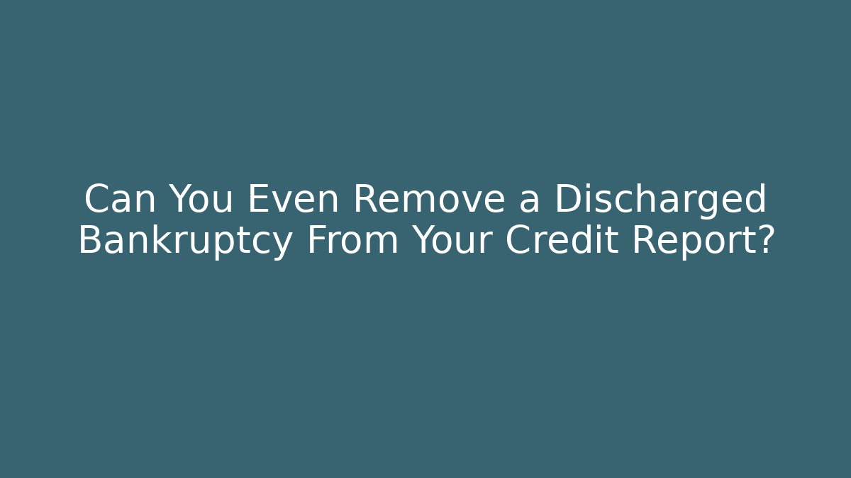 Can You Even Remove a Discharged Bankruptcy From Your Credit Report? - V Auction