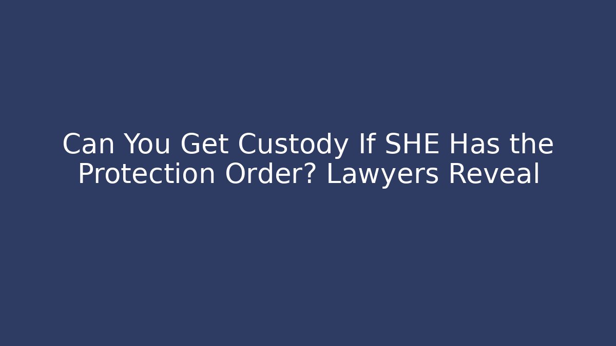Can You Get Custody If SHE Has the Protection Order? Lawyers Reveal