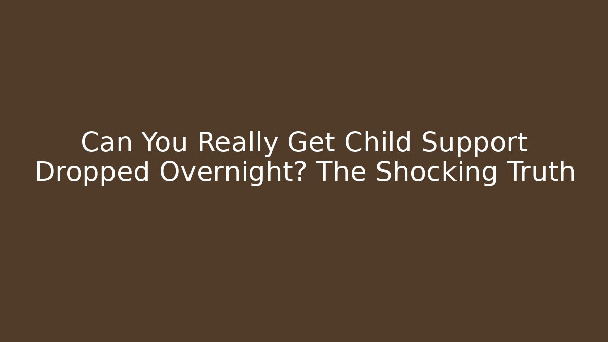 Can You Really Get Child Support Dropped Overnight? The Shocking Truth