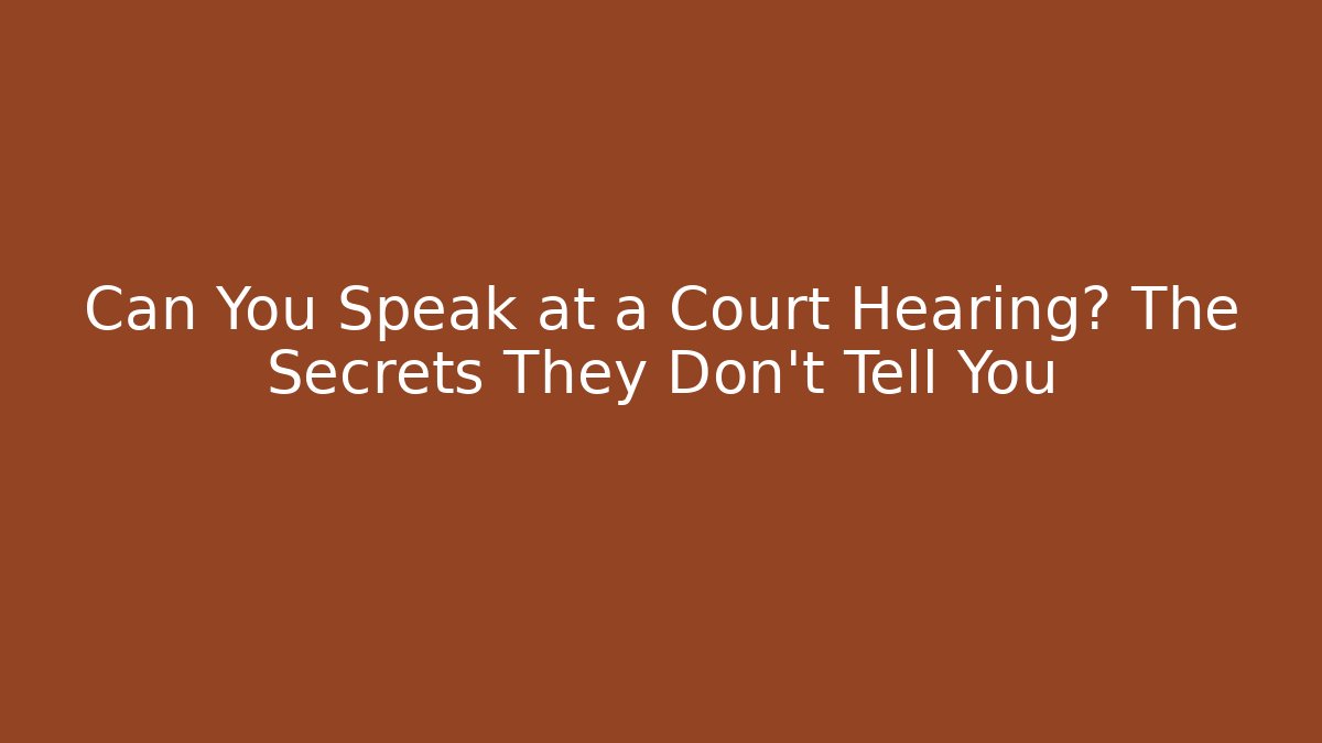 Can You Speak at a Court Hearing? The Secrets They Don’t Tell You - V Auction