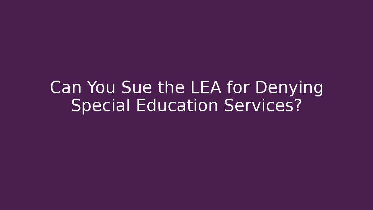 Can You Sue the LEA for Denying Special Education Services? - V Auction