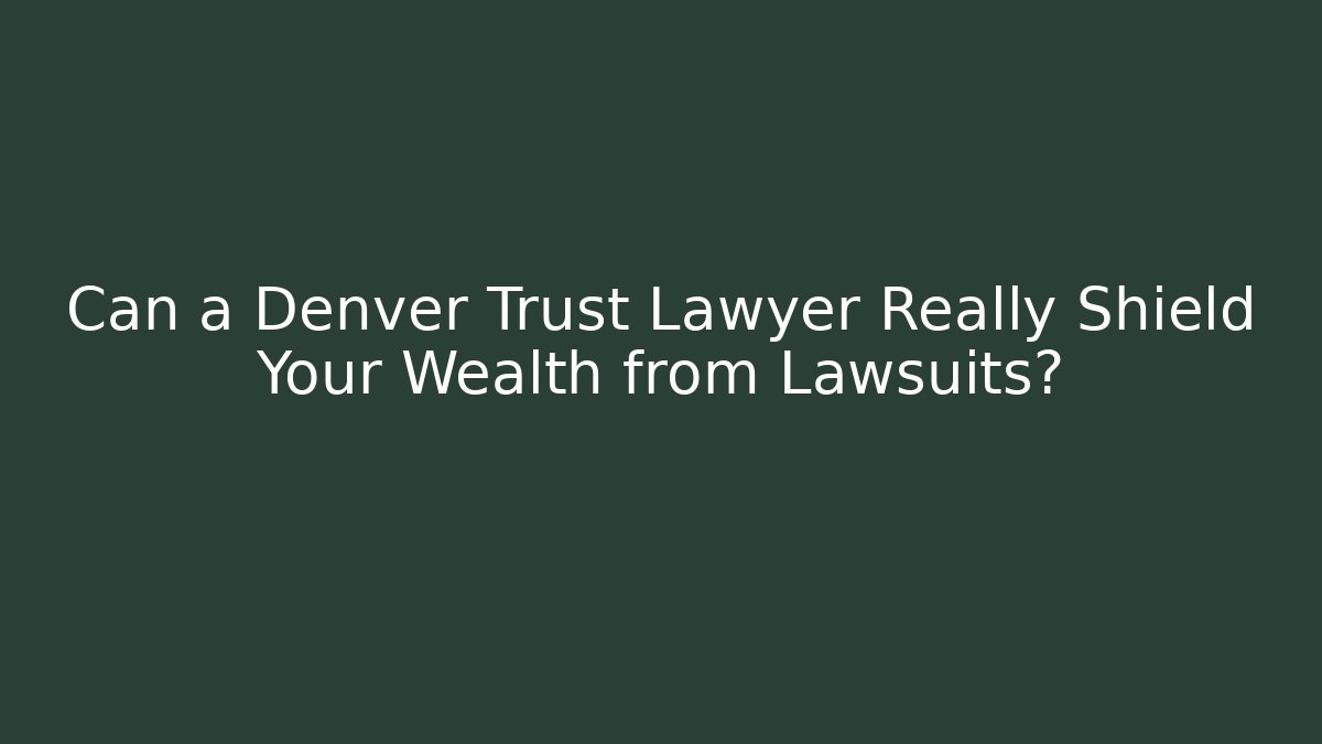 Can a Denver Trust Lawyer Really Shield Your Wealth from Lawsuits?