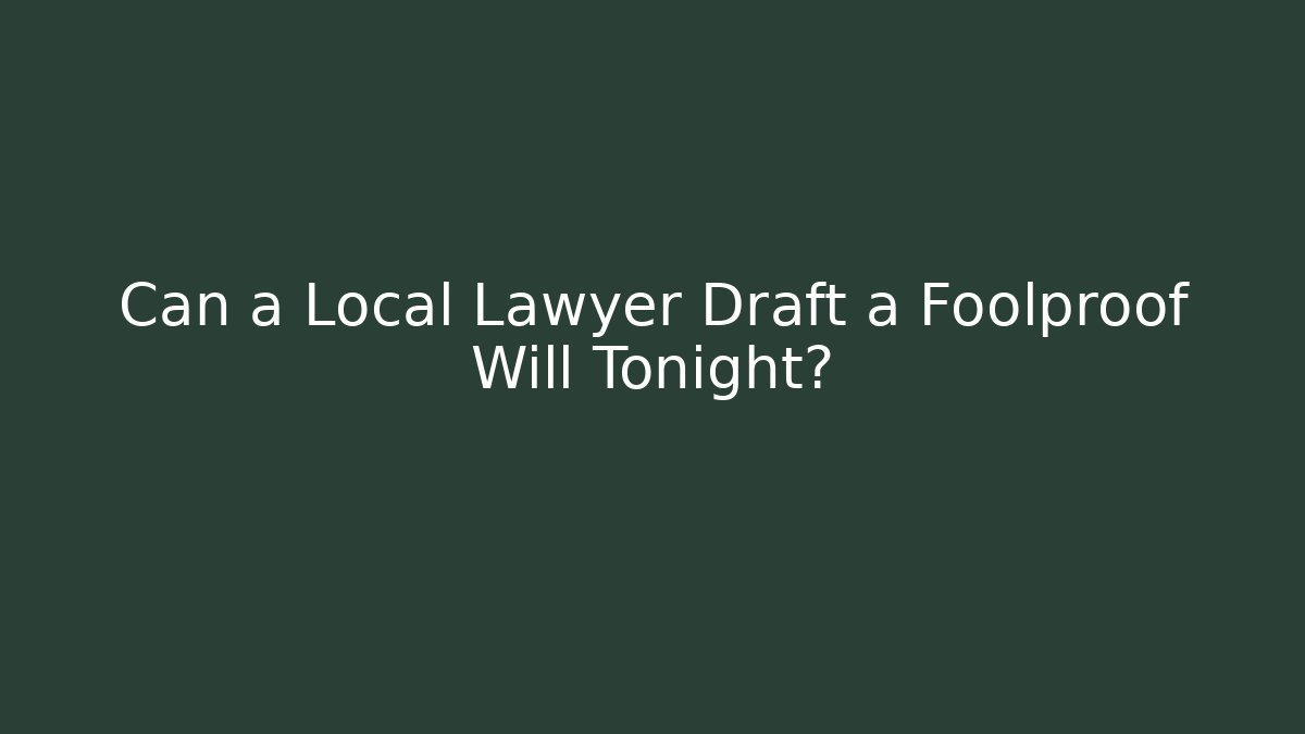 Can a Local Lawyer Draft a Foolproof Will Tonight?