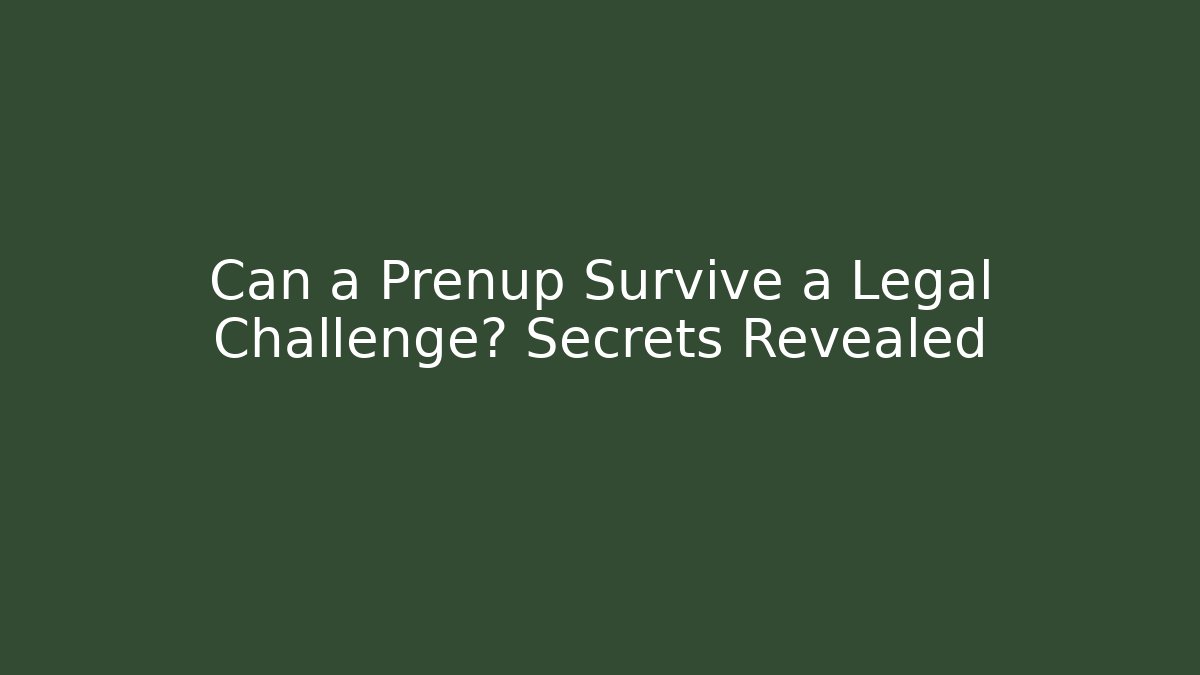 Can a Prenup Survive a Legal Challenge? Secrets Revealed