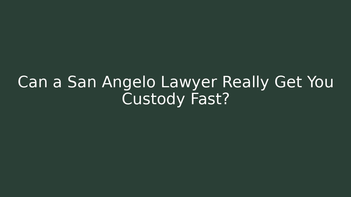 Can a San Angelo Lawyer Really Get You Custody Fast? - V Auction