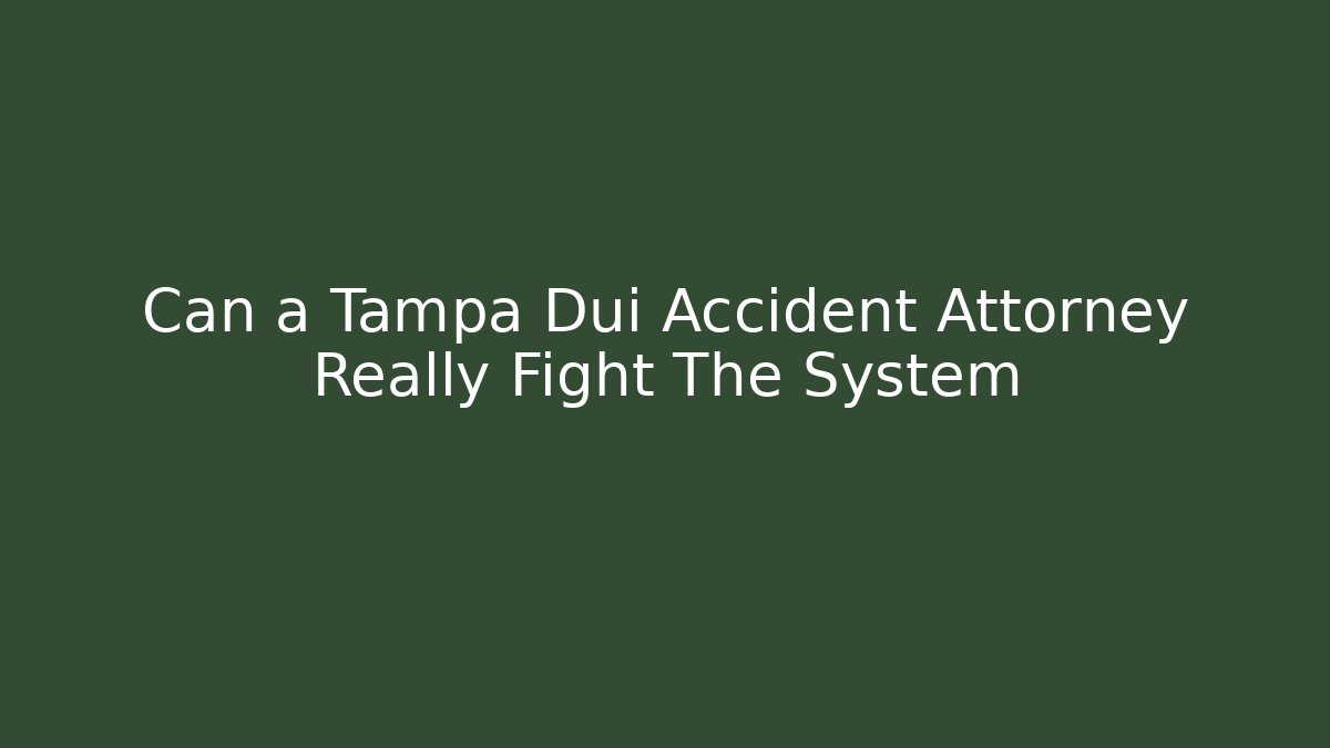 Can a Tampa Dui Accident Attorney Really Fight The System