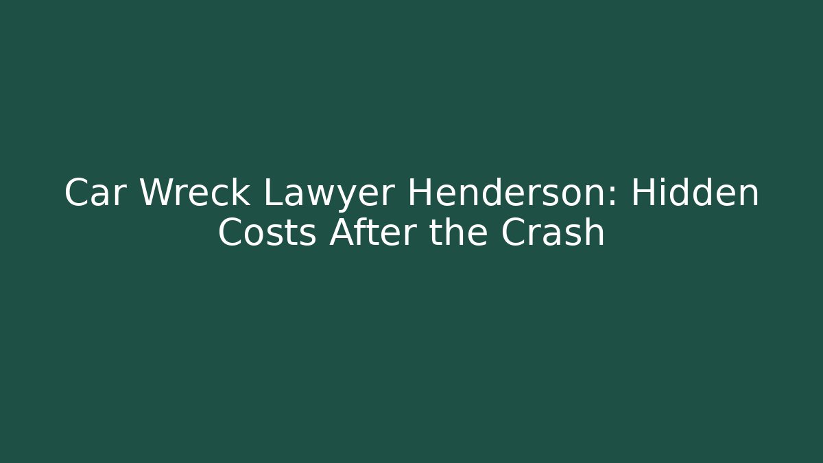 Car Wreck Lawyer Henderson: Hidden Costs After the Crash