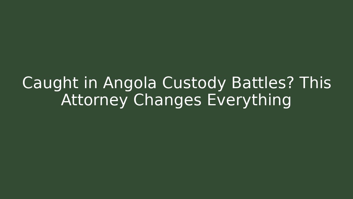 Caught in Angola Custody Battles? This Attorney Changes Everything