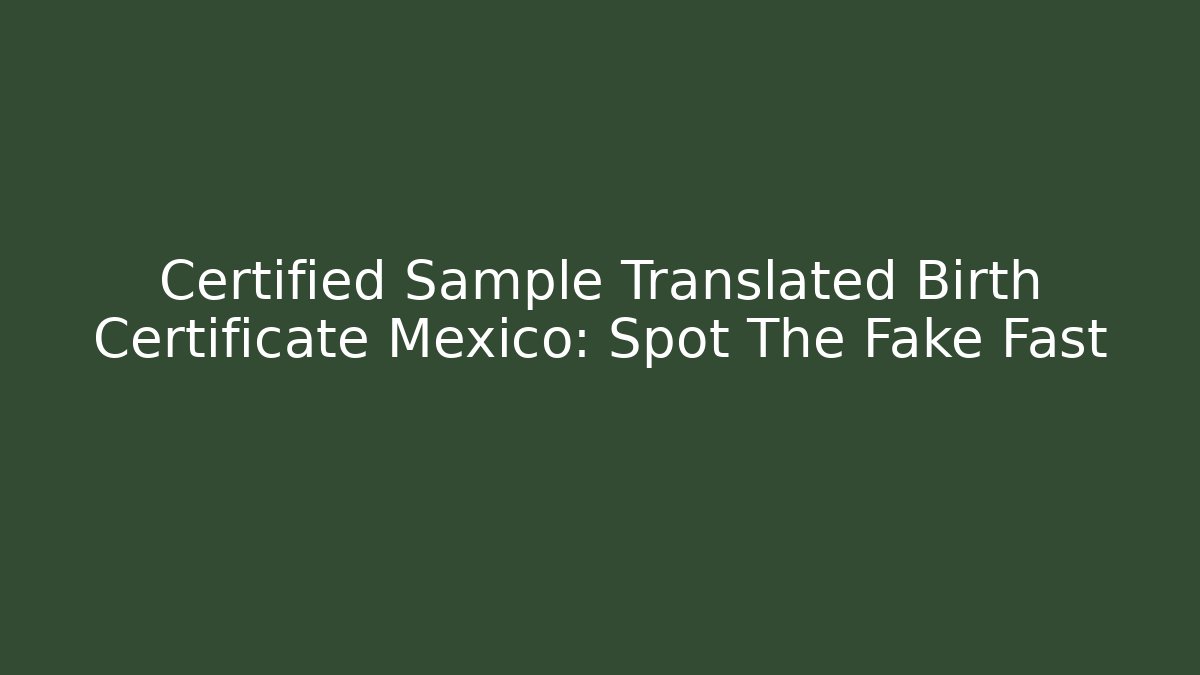 Certified Sample Translated Birth Certificate Mexico: Spot The Fake Fast