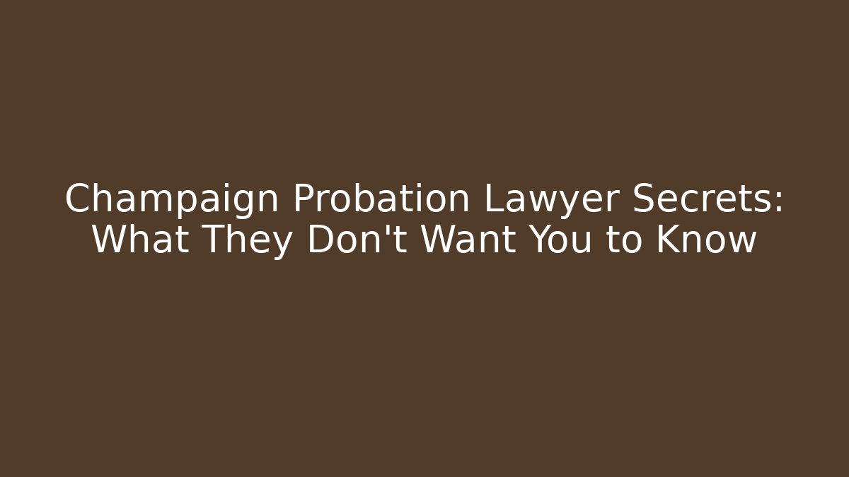Champaign Probation Lawyer Secrets: What They Don't Want You to Know
