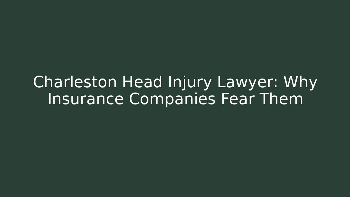 Charleston Head Injury Lawyer: Why Insurance Companies Fear Them