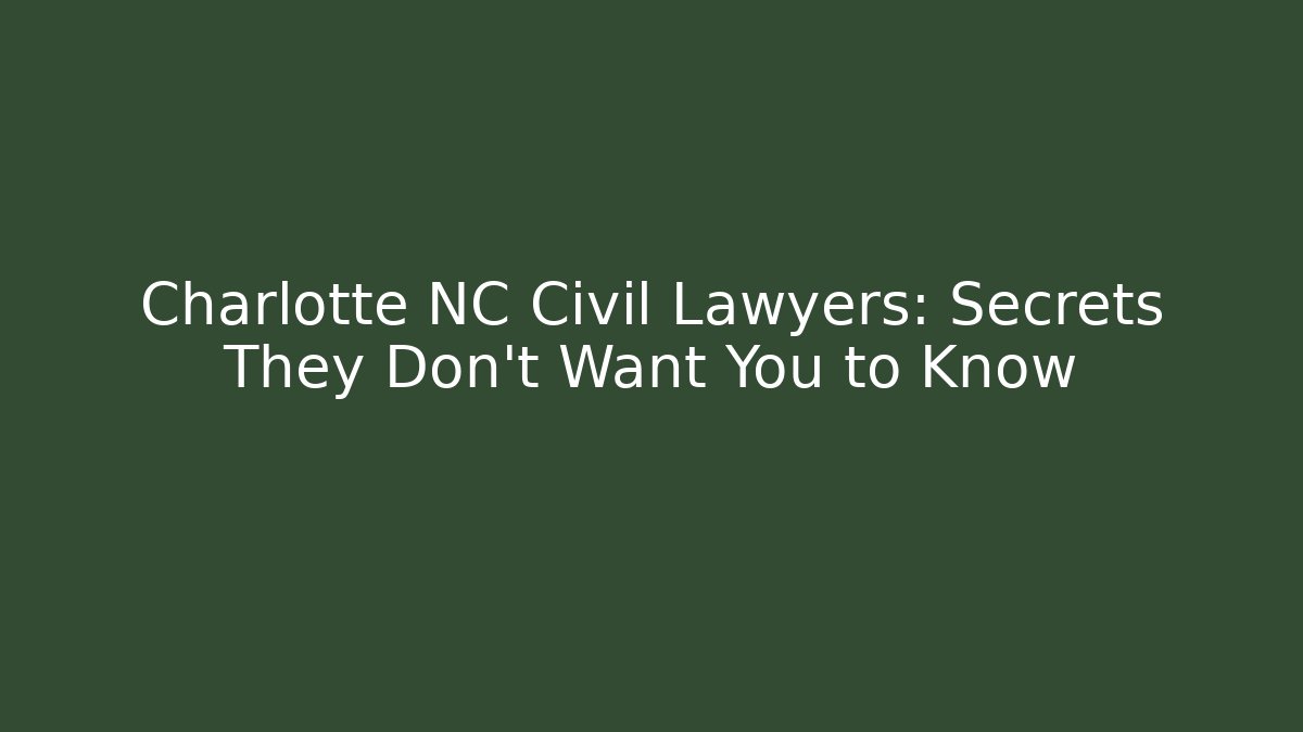 Charlotte NC Civil Lawyers: Secrets They Don’t Want You to Know